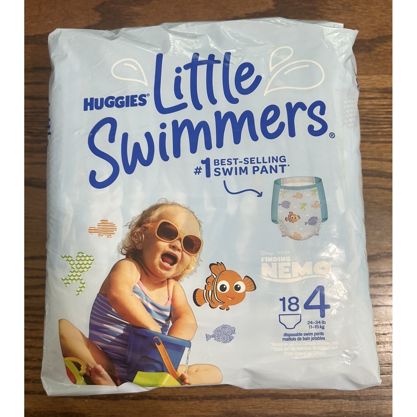 Huggies Little Swimmers Disposable Swim Diapers Size 4 Medium 2434 Lbs 18 Ct